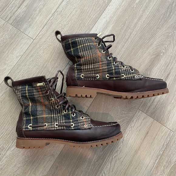 Tory Burch Shoes - Tory Burch Amos Sherling Lined Tweed Brown Boots